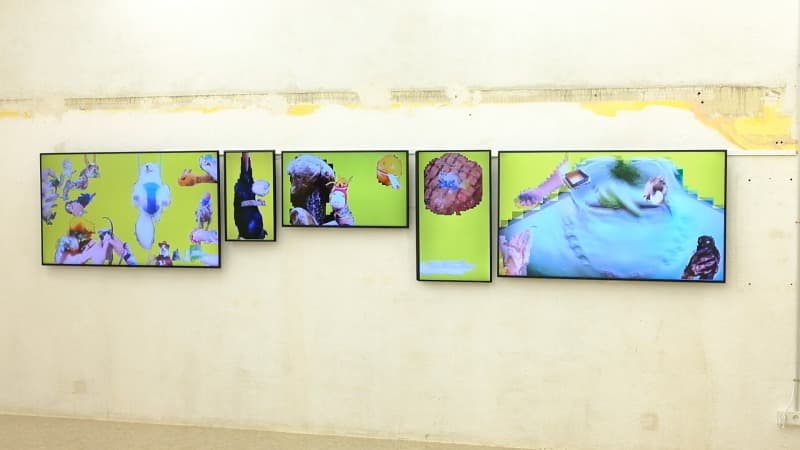 Petting Zoo: Demons Begone installed across five screens at Dilalica, Barcelona.