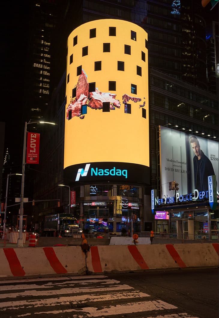 Mountain Light Time seen from street level in Times Square.